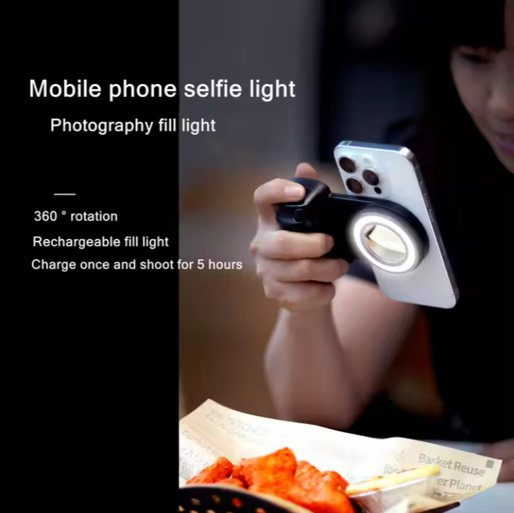 Magnetic Wireless Charger Camera Vlog Selfie Stick With Light