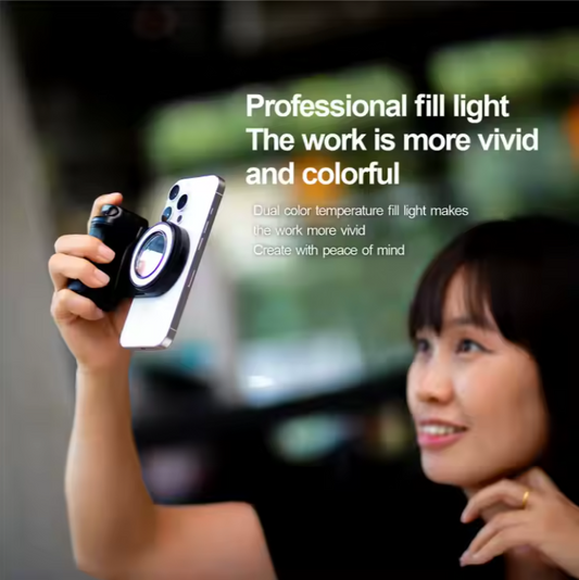 Magnetic Wireless Charger Camera Vlog Selfie Stick With Light